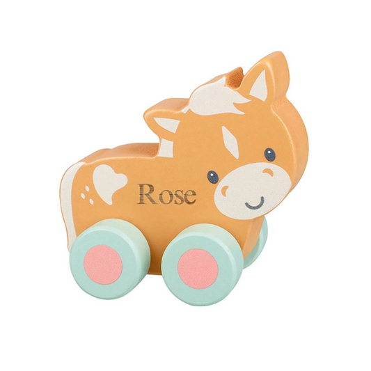 Personalised Engraved Wooden Pony Push Toy